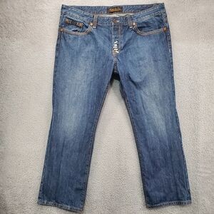 Rivet De Cru Jeans Mens 44x34 Straight Leg Button Fly Blue